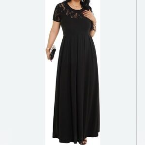 Cuptacc Short Sleeve Lace Long Dress